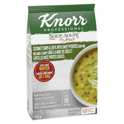 Knorr® Soup Du Jour Cari à la Noix de Coco et Lentilles Avec Patates Douces 4 x 713g - 