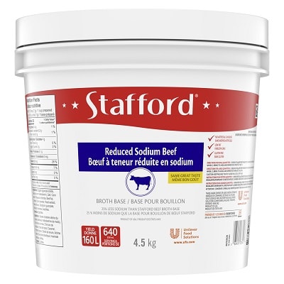 Stafford® Étiquette Bleue Base pour Bouillon au Bœuf Réduite en Sodium 1 x 4.5 kg - 