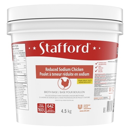 Stafford® Étiquette Bleue Base pour Bouillon au Poulet Réduite en Sodium 1 x 4.5 kg - 