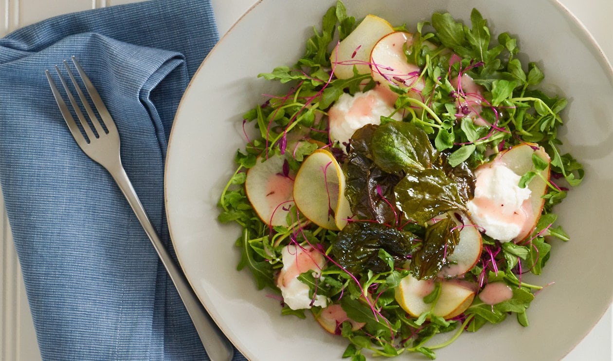 Salade de poire avec vinaigrette pamplemousse et lavande – - Recette