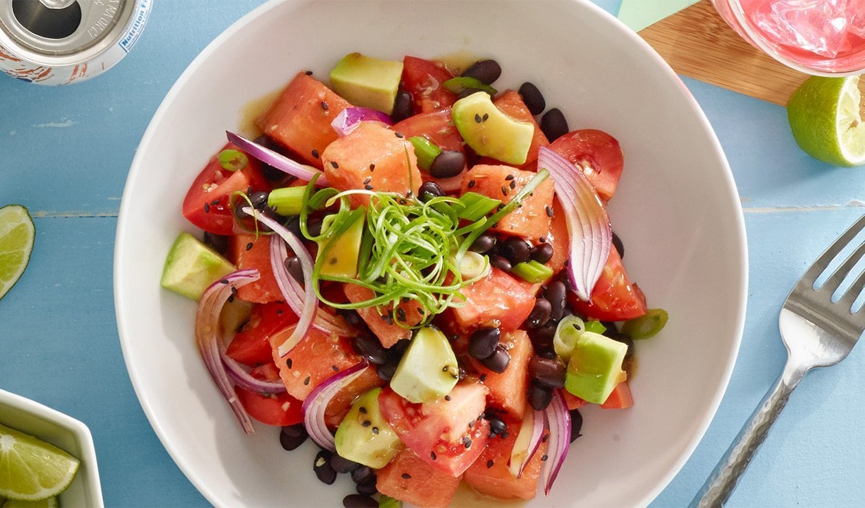 Watermelon and Tomato Poke Bowl – - Recipe