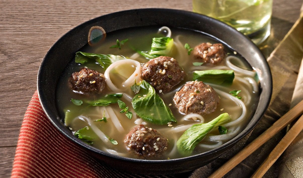 Soupe Nouvel an Asiatique aux Boulettes de Viande et Bébé Bok Choy – - Recette