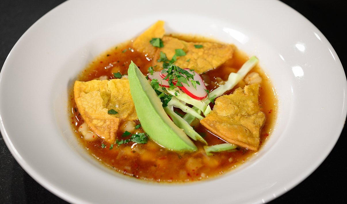 Toasted Tortilla Soup with Queso Fresco, Chicken and Avocado – recipe