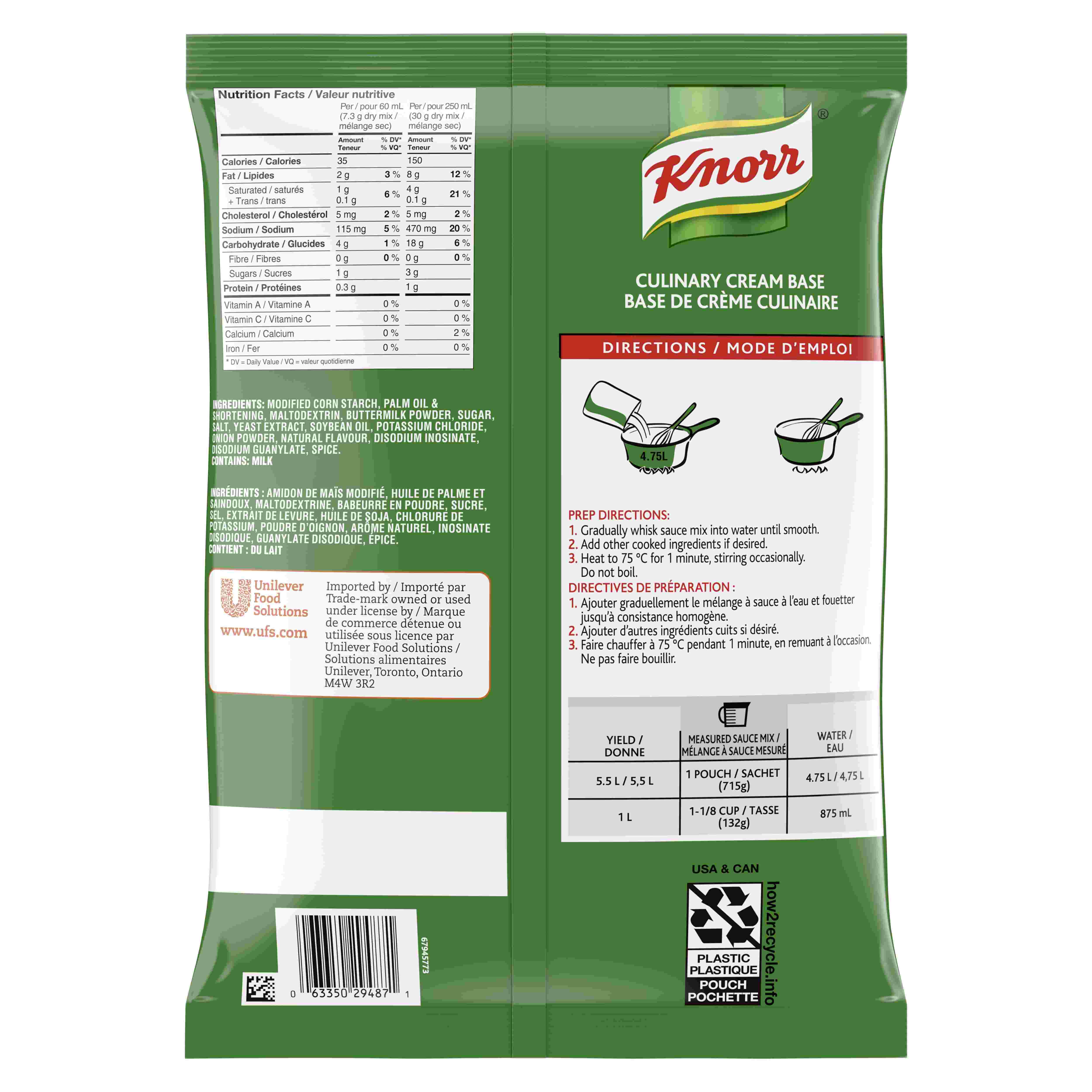 Knorr® Professional Culinary Cream Base 6 x 715 gr - Mix with any temperature of water to thicken