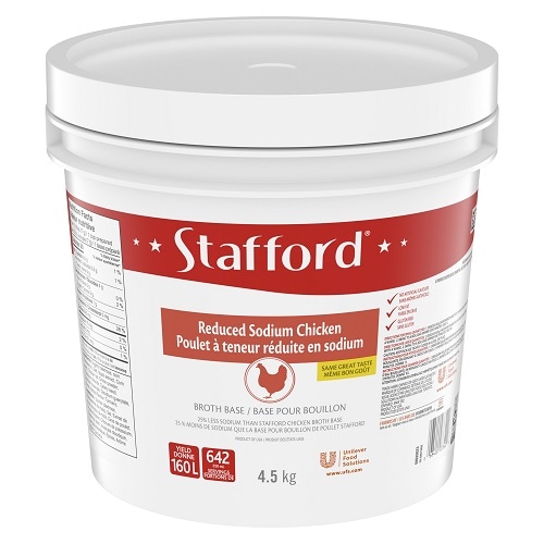 Stafford® Étiquette Bleue Base pour Bouillon au Poulet Réduite en Sodium 1 x 4.5 kg - 