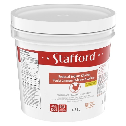 Stafford® Étiquette Bleue Base pour Bouillon au Poulet Réduite en Sodium 1 x 4.5 kg - 