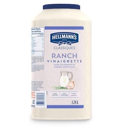 Hellmann's® Classiques Vinaigrette Ranch 2 x 3,78 L - Hellmann's® Classiques Vinaigrette Ranch: Agrémentez vos meilleures salades de vinaigrettes qui ont l’aspect, le goût et l’effet d’une vinaigrette maison.