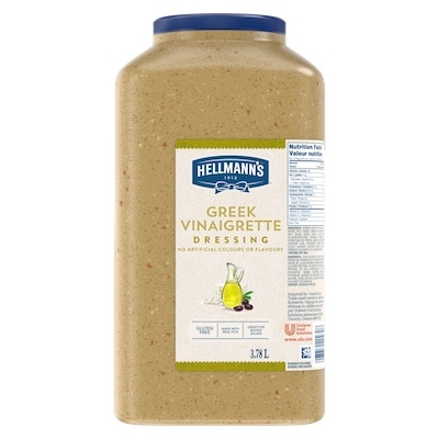 Hellmann's® Vinaigrette Grecque 2 x 3.78 L - Hellmann's® Vinaigrette Grecque: Agrémentez vos meilleures salades de vinaigrettes qui ont l’aspect, le goût et l’effet d’une vinaigrette maison.