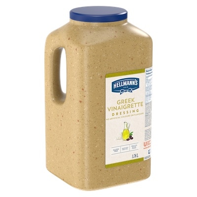 Hellmann's® Vinaigrette Grecque 2 x 3.78 L - Hellmann's® Vinaigrette Grecque: Agrémentez vos meilleures salades de vinaigrettes qui ont l’aspect, le goût et l’effet d’une vinaigrette maison.