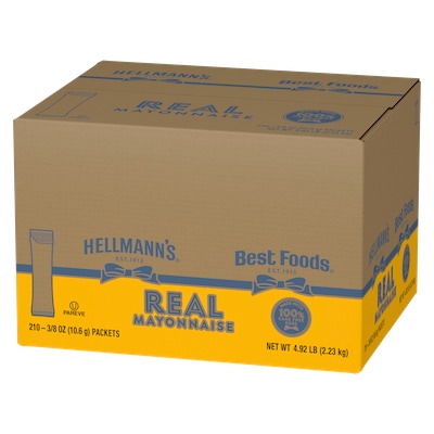 Hellmann's® Vraie Mayonnaise Paquets 210 x 10.6 ml - Hellmann's® Vraie Mayonnaise Paquets 210 x 10.6 ml sont faciles à ouvrir et à appliquer.