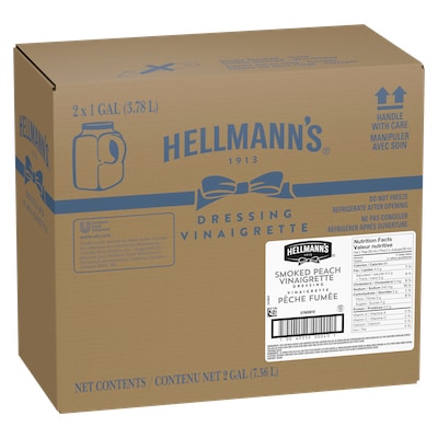 Hellmann's® Vinaigrette à la Pêche Fumée 2 x 3.78 L - Je suis constamment à la recherche de nouvelles combinaisons de saveurs comme la vinaigrette Hellmann's® à la Pêche Fumée (2 x 3.78 L) pour garder mes salades fraîches et excitantes pour mes clients.