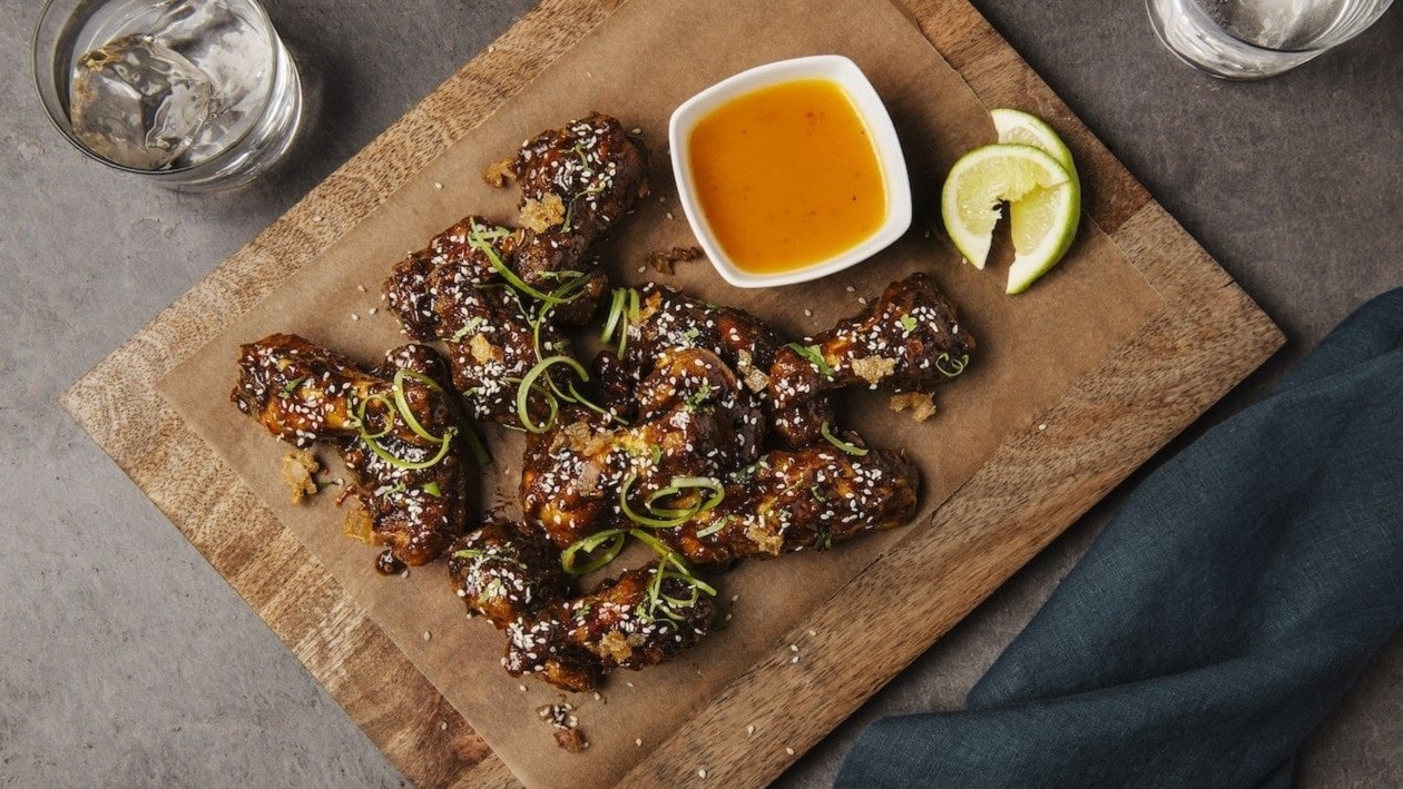 Sticky smoked peach chicken wings. Sticky smoked peach chicken wings.