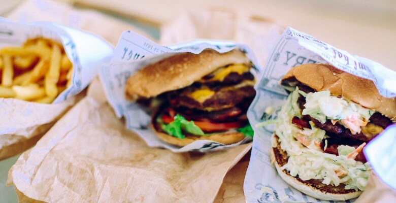 delicious to go burgers and fries.
