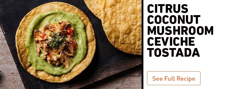 Citrus Coconut Mushroom Ceviche Tostada