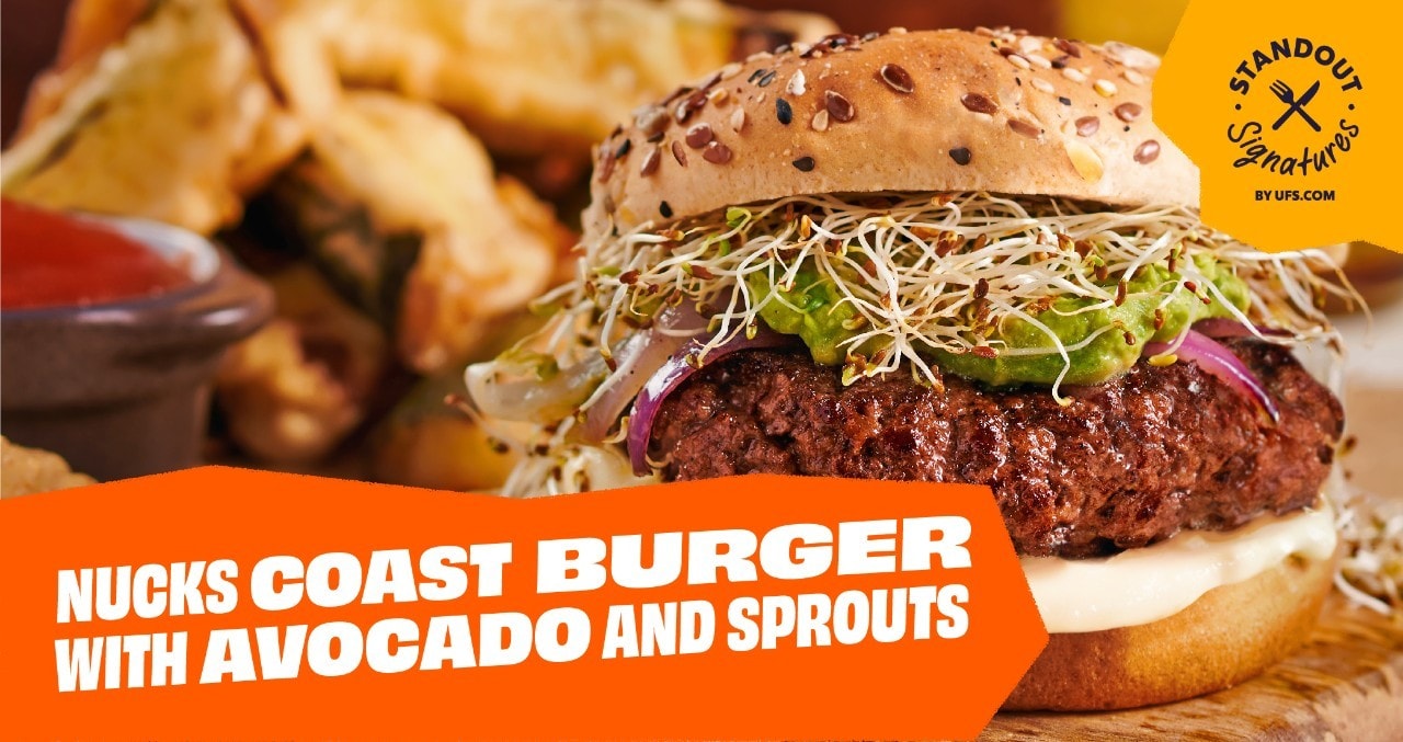 Nucks Coast Burger With Avocado and Sprouts