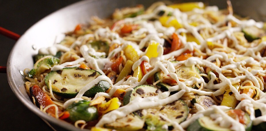 Fideua aux légumes grillés