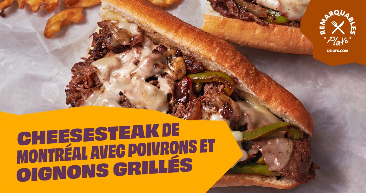 Cheesesteak de montreal avec poivrons et oignons grilles