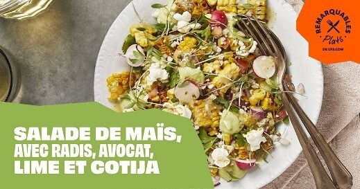 Elote Salad with Radish, Avocado, Lime and Cotija